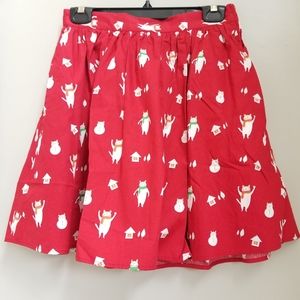 Women's Mod Cloth Red Cat Skirt Size Small